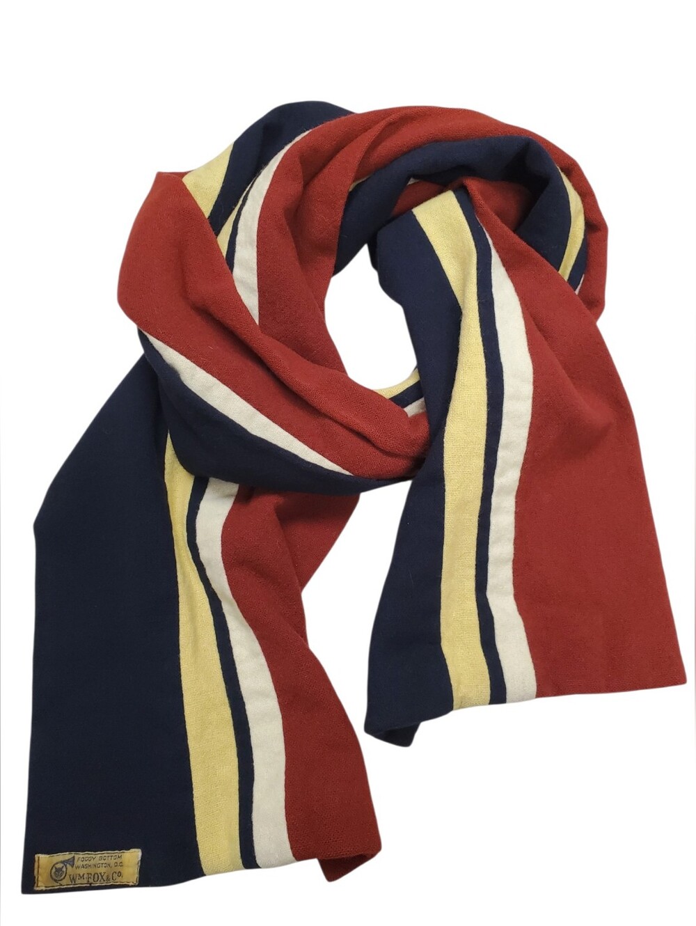 Vntg Wm. FOX & Co. Dbl Layer Tubular Varsity Wool Stripe DC Prep Scarf